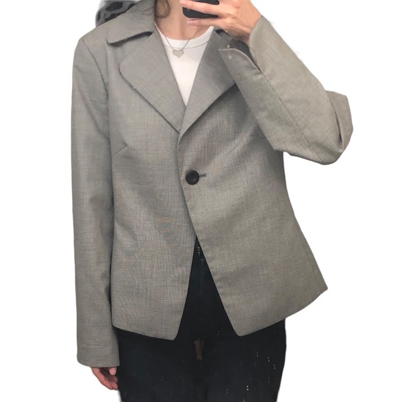 Nine West Grey Checkered One-button Blazer - Picture 2 of 16